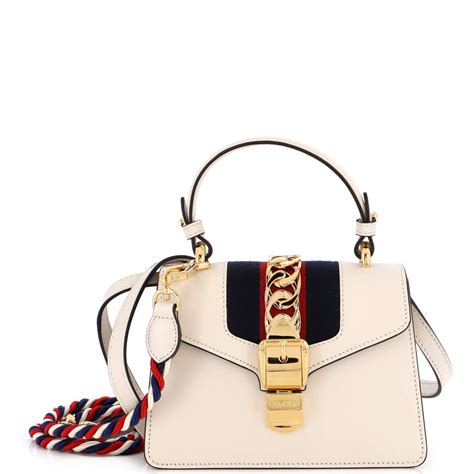 gucci sylvie white shoulder bag|gucci sylvie top handle bag.